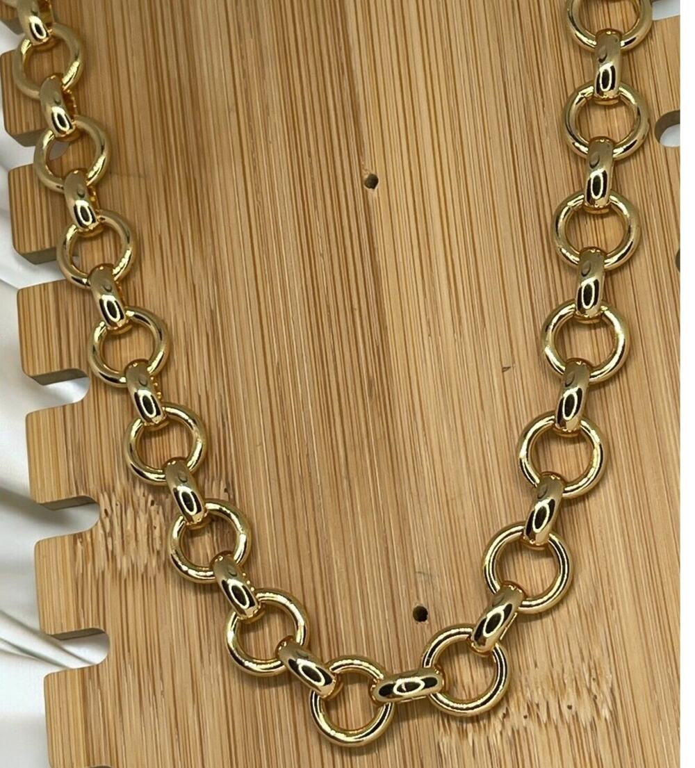 18K Gold Plated Chain Necklace Trendy Fashion Stunning Style Chic Statement NEW